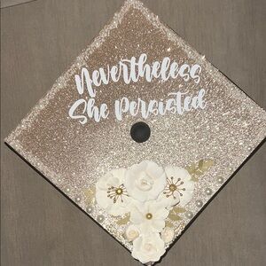 Glittery Graduation Cap with Floral Design